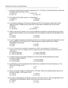 8.1 Resonance and Non Sinusoidal Waves Questions