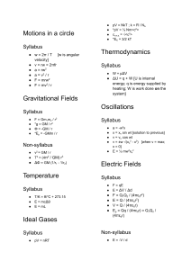 Physics Formula Sheet A2