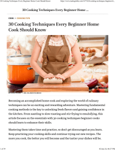 30 Cooking Techniques Every Beginner Home Cook Should Know