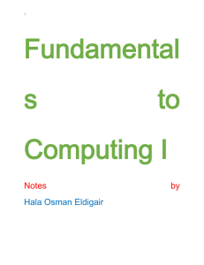 Fundamentals to Computing I