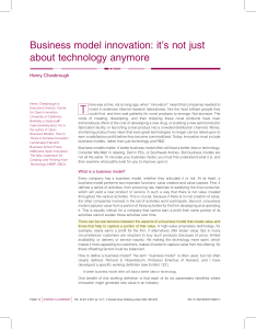 Chesbrough, Business model innovation, Strategy, and leadership 