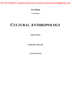 Test Bank For Cultural Anthropology 8e Barbara Miller