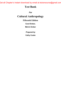 Test Bank For Cultural Anthropology 15e Carol Ember