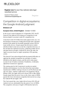 Competition in digital ecosystems the Google Android judgment - Lexology