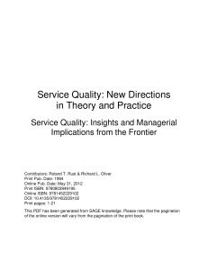 Service quality New directions in theory (1)