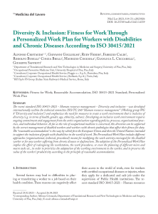 Diversity and inclusion: Fitness for Work Trougha Personalized Work Plan for Work with Disabilities and Chronic Diseases According to ISO 30415-2021