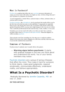 Psychiatric Nursing: Overview of Different Psychotic Disorders