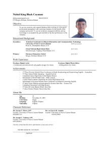Sample Resume for Work Immersion