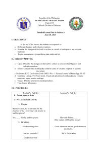 Detailed Lesson Plan in Science 6 Changes of Earthquake