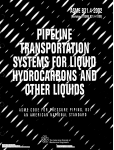 ASME b 31.4 Pipeline transportation systems for liquid hydrocarbons and other liquids