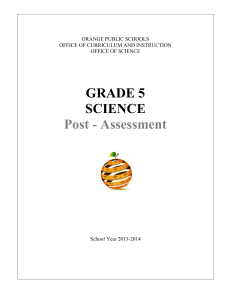 5th Grade-Post Assessment  Science