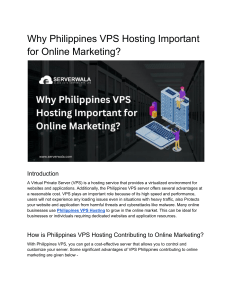 Why Philippines VPS Hosting Important for Online Marketing