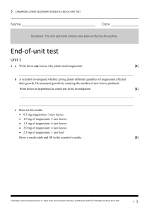 Stage 9 End-of-unit 1 test