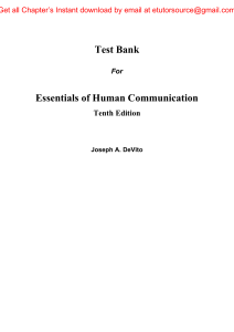 Test Bank For Essentials of Human Communication 10e Joseph DeVito