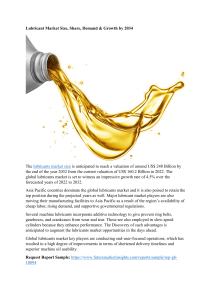 Lubricant Market Size, Share, Demand & Growth by 2034