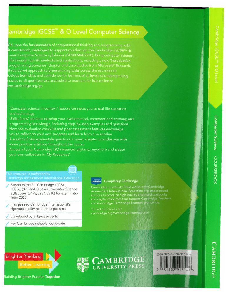 Computer Science IGCSE & O Level Coursebook by Sarah Lawrey & Victoria ...