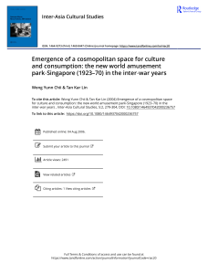 Wong Yunn Chii and Tan Kar Lin (2004)Emergence of a cosmopolitan space for culture and consumption