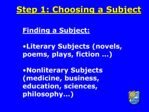 Step 1- choosing a subject