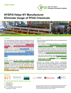 NYSP2I Helps NY Manufacturer Eliminate Usage of PFAS Chemicals