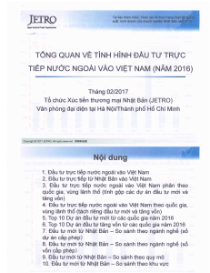Tong quan tinh hinh dau tu truc tiep nuoc ngoai vao Viet Nam 2016