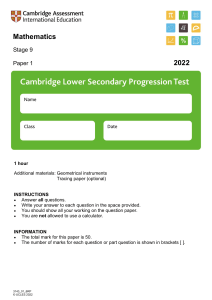 cambridge lower secondary progression test stage 9 paper 1 2023