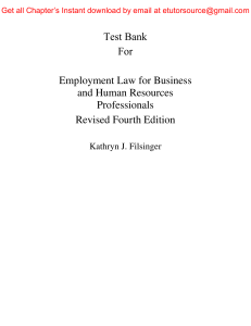Test Bank For Employment Law for Business and Human Resources Professionals 4e (Revised) Kathryn J. Filsinger