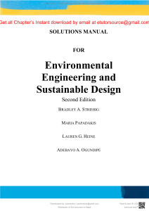 Solutions Manual For Environmental Engineering and Sustainable Design, 2e Striebig, Ogundipe, Papadakis, Heine