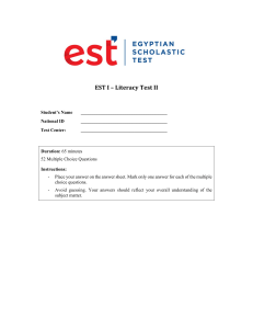 EST I - Literacy 2 - August 2021