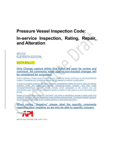 API 510 Pressure Vessel Inspection Code 11th ed. 6th Ballot