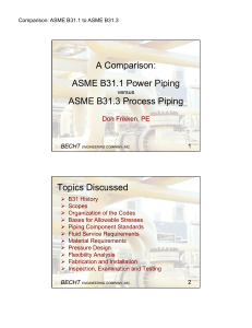 ASME B31.1 and B31.3 comparison