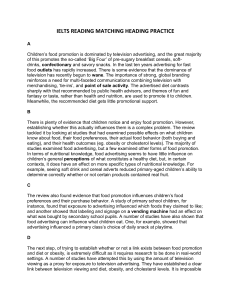 IELTS READING MATCHING HEADING PRACTICE (Food Advertising)