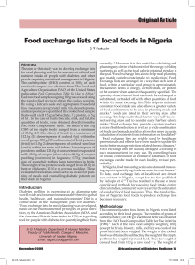 Food exchange lists of local foods in Nigeria 