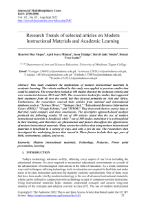 Research Trends of selected articles on Modern Ins