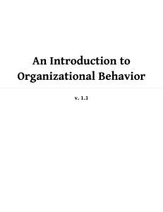 An Introduction to Organizational Behavi