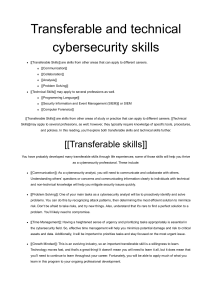 II. Core skills for cybersecurity professionals