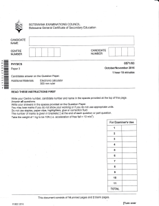 Botswana Physics Exam Paper 2016