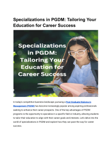 Specializations in PGDM  Tailoring Your Education for Career Success