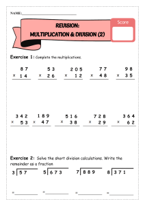Worksheet  35 - Multiply, divide and tests of divisibility (2)