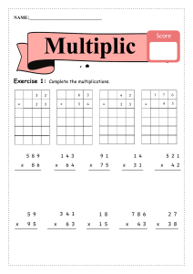 Worksheet  31 - Multiplication