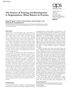 The Science of Training and Development in Organizations- What Matters in Practice