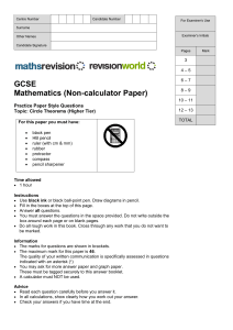 GCSE Maths Practice Paper - Circle Theorems