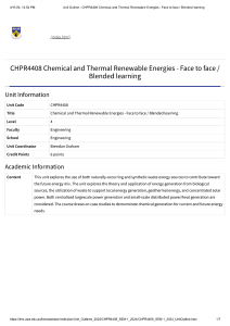 CHPR4408 2024 Chemical and Thermal Renewable Energies UWA