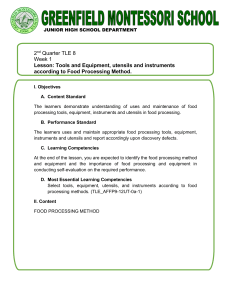 Food Processing Lesson Plan: Tools & Methods