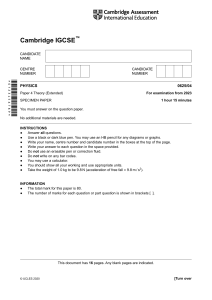 Specimen 2023 QP - Paper 4 CIE Physics IGCSE