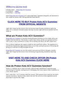 Proton Keto + ACV Gummies {USA}: Says It Can Help!