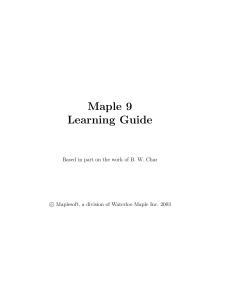Maple 9 - Learning Guide