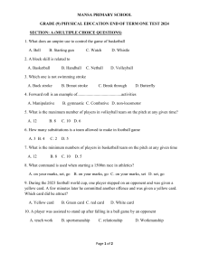 Grade 9 PE TEST