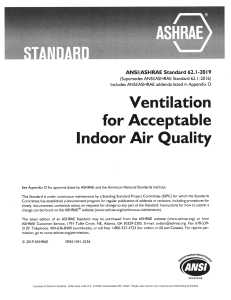 ASHRAE ANSI 62.1-2019 Ventilation for Acceptable Indoor Air Quality