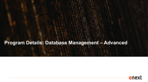 Database Management – Advanced