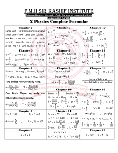 Physics Formulas For Class 10